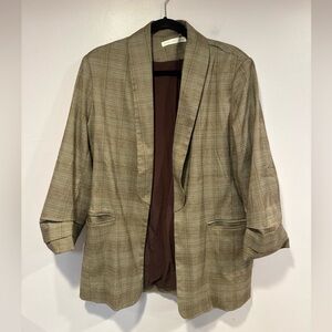 Altard State‎ brown plaid quarter sleeve oversized blazer